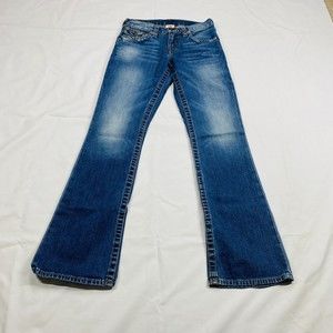 True Religion Jeans Boys Size 12 Billy Boot Cut Dark Wash Faded Flap Pockets